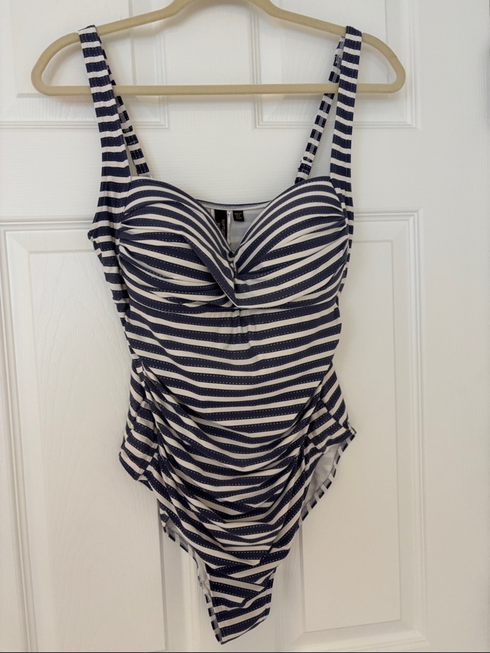 NIPTUCK Joanne twist front one piece bathing suit striped swim suit ruching 14 - Picture 3 of 14